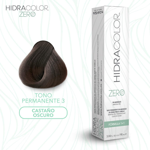 tinte permanente en crema HIDRACOLOR ZERO con aceite de albaricoque y aceite de uva sin amoniaco 90 gr