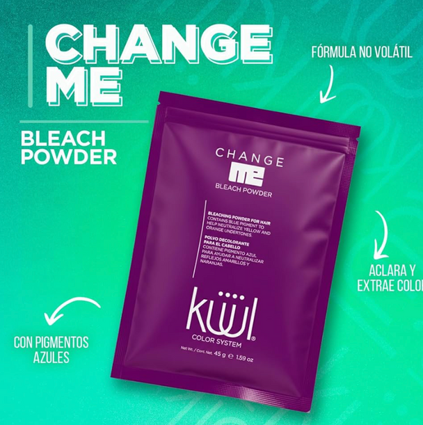 kit polvo decolorante para el cabello y peróxido CHANGE ME KUUL formula 1+3 350 gr