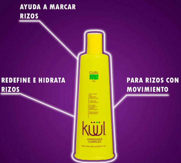 gel para el cabello marca y define rizos CURL ME KUUL 300ml
