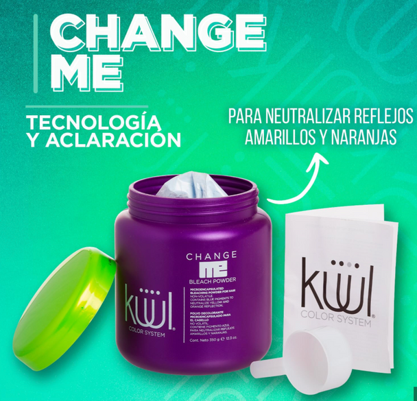 kit polvo decolorante para el cabello y peróxido CHANGE ME KUUL formula 1+3 350 gr