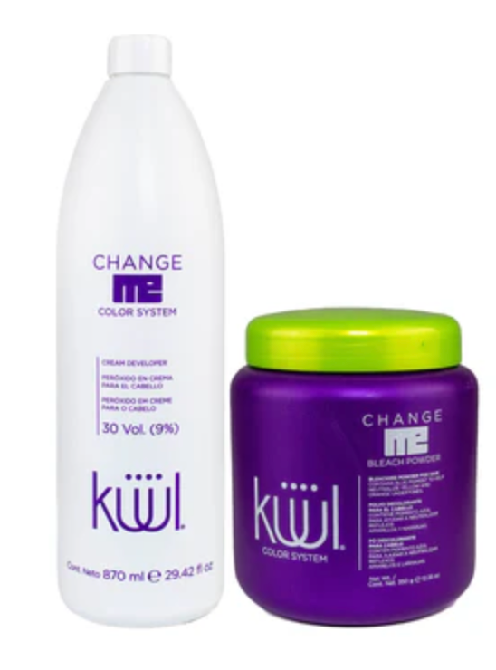 kit polvo decolorante para el cabello y peróxido CHANGE ME KUUL formula 1+3 350 gr