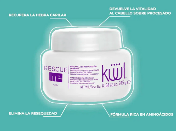 mascarilla para el cabello de restauracion intensiva RESCUE ME KUUL 245 gr