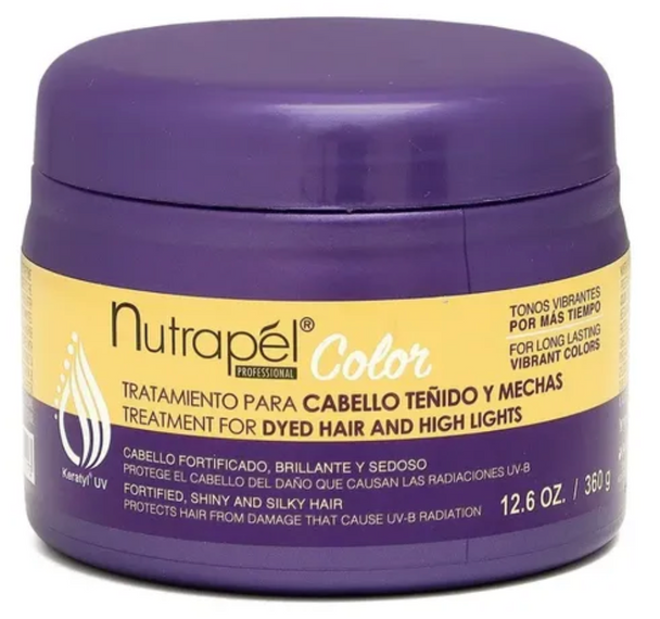 pack de tratamiento para el cabello teñido y mechas NUTRAPEL profesional COLOR 360 gr 2 piezas