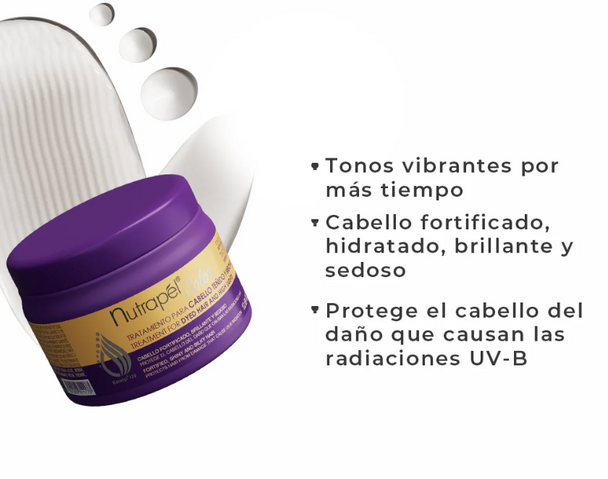 pack de tratamiento para el cabello teñido y mechas NUTRAPEL profesional COLOR 360 gr 2 piezas