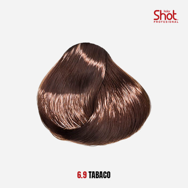 tinte para cabello en crema formula 1+1/2 KOLOR SHOT profesional con colageno proteína de trigo vitamina c y filtro uv 90 gr