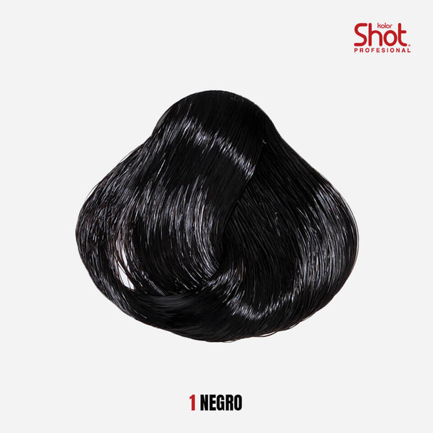 tinte para cabello en crema formula 1+1/2 KOLOR SHOT profesional con colageno proteína de trigo vitamina c y filtro uv 90 gr