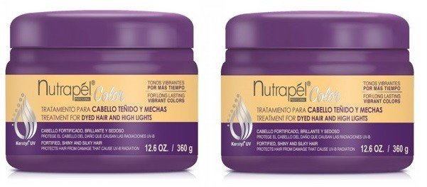 pack de tratamiento para el cabello teñido y mechas NUTRAPEL profesional COLOR 360 gr 2 piezas
